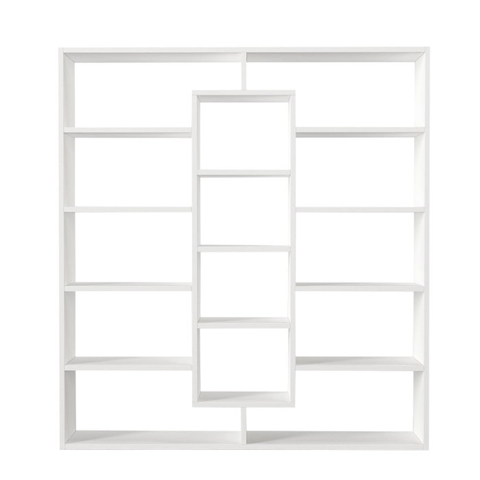 Hanah Home Estantería Escandinava Blanca con Estantes Amplios para Salón y Hogar, 125x135.7x22 cm
